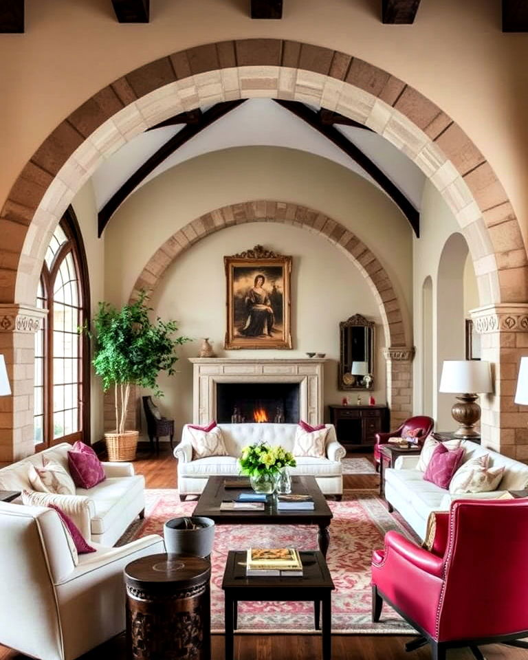 arched doorways for castle living room - 20 Castle Living Room Ideas