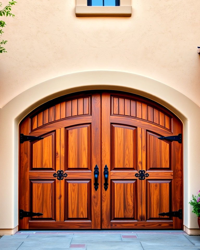 arched garage doors for spanish style home exterior - 40 Spanish Style Home Exterior Ideas