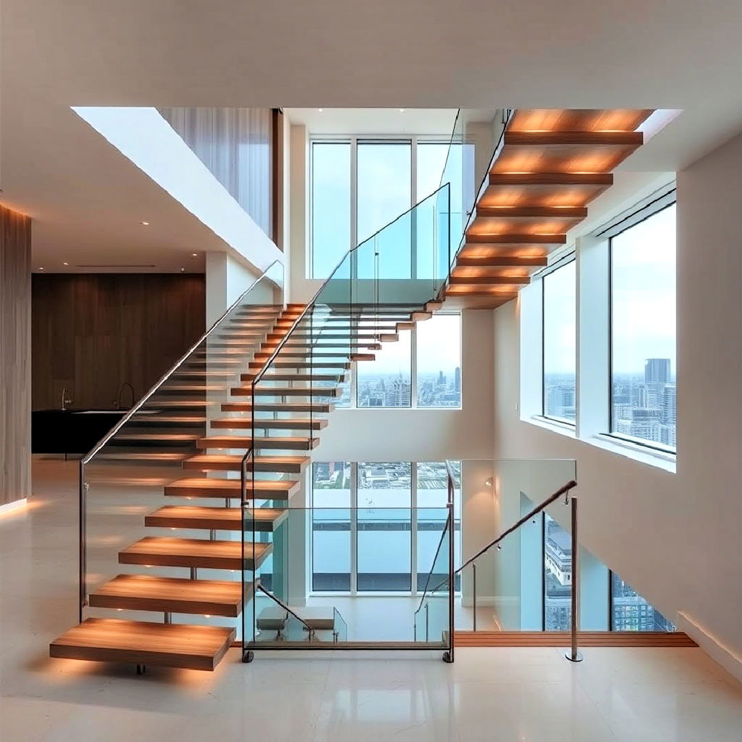 architectural floating staircase - 25 Penthouse Design Ideas