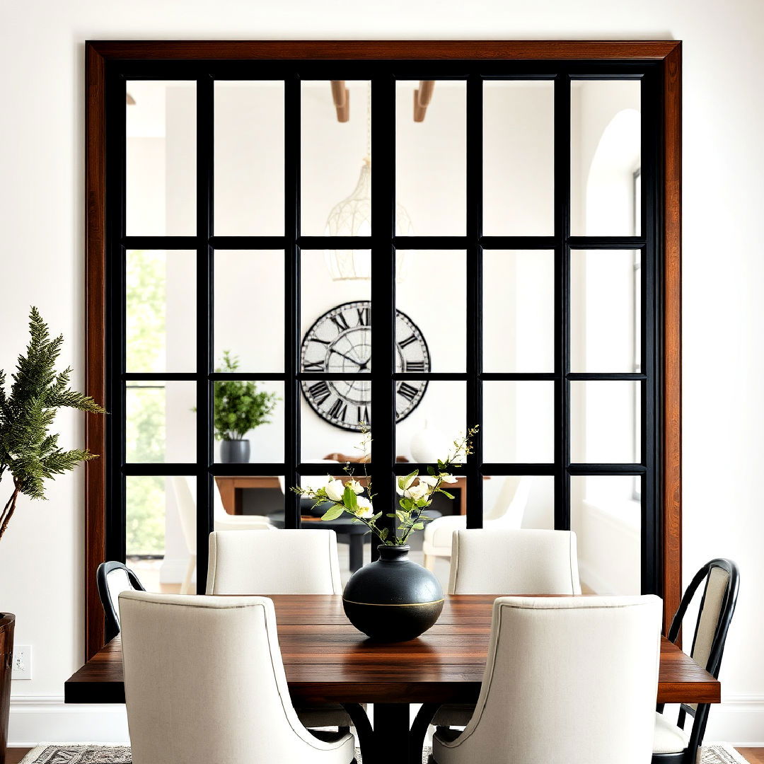 architectural window style mirror - 25 Dining Room Mirror Ideas