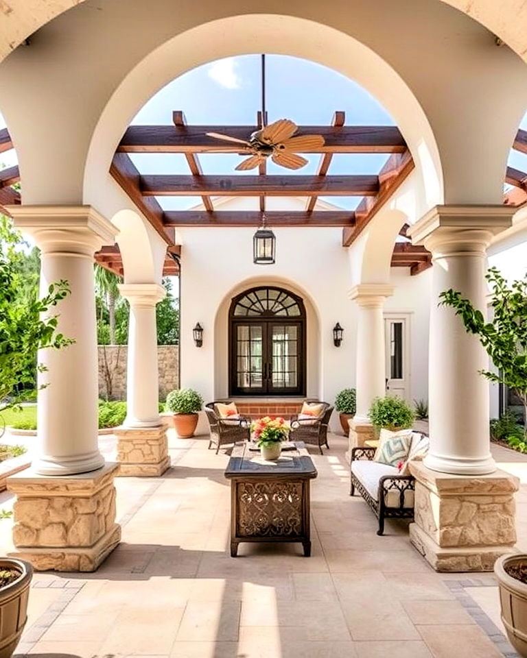 archways and columns to add historical architecture - 25 Mediterranean Patio Ideas