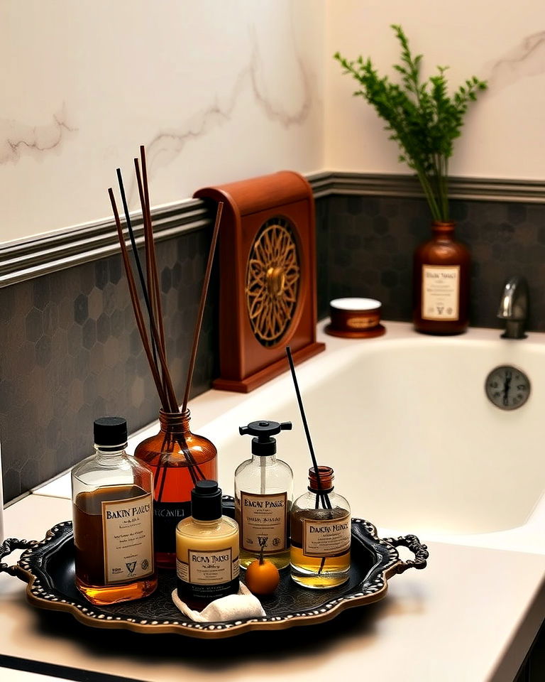 aromatic accessories for dark academia bathroom - 20 Dark Academia Bathroom Ideas