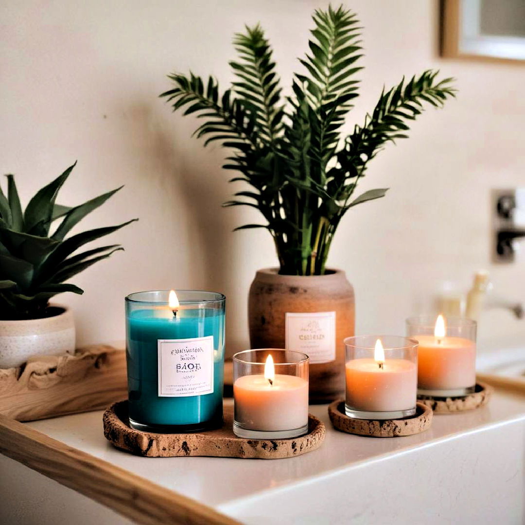 arrange candles for spa like ambiance - 25 Boho Bathroom Ideas