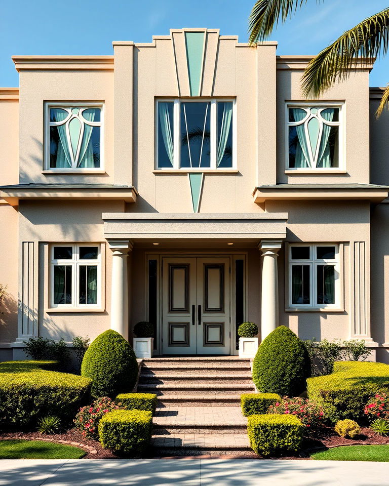 art deco exterior with symmetrical design - 15 Art Deco House Exterior Ideas