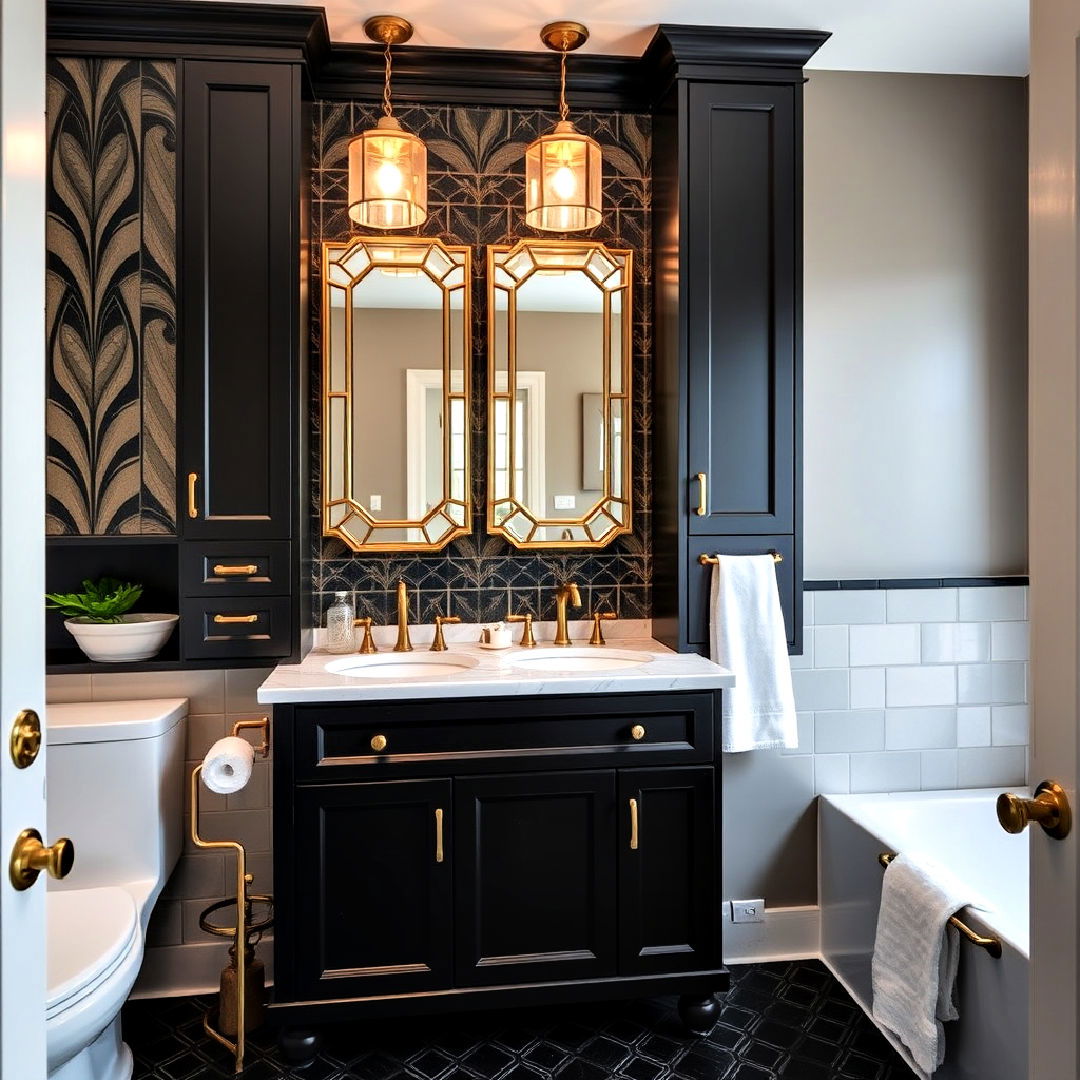 art deco inspired black bathroom cabinets - 25 Bathroom With Black Cabinets Ideas