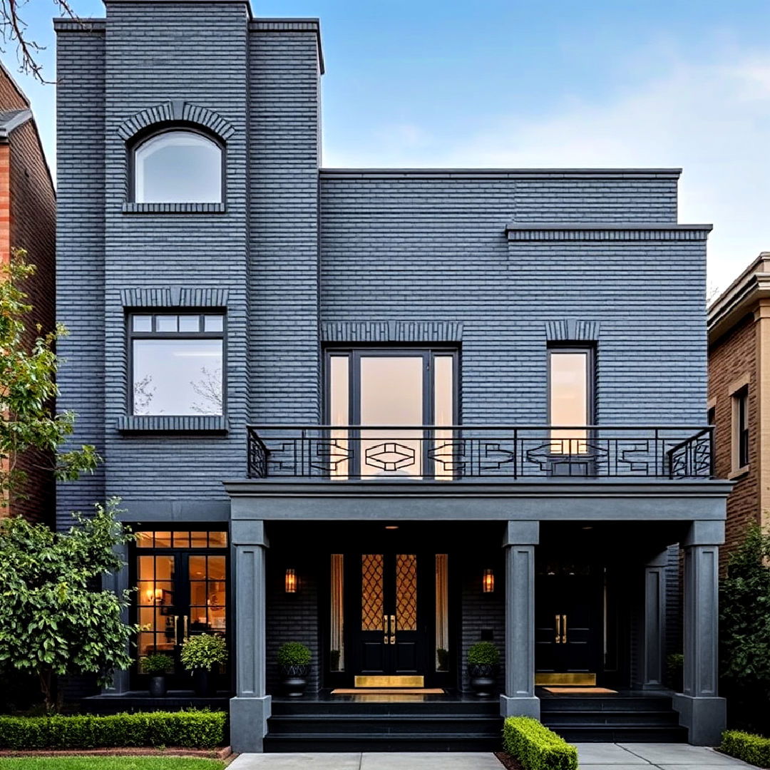 art deco inspired black brick house exterior - 40 Black Brick House Exteriors