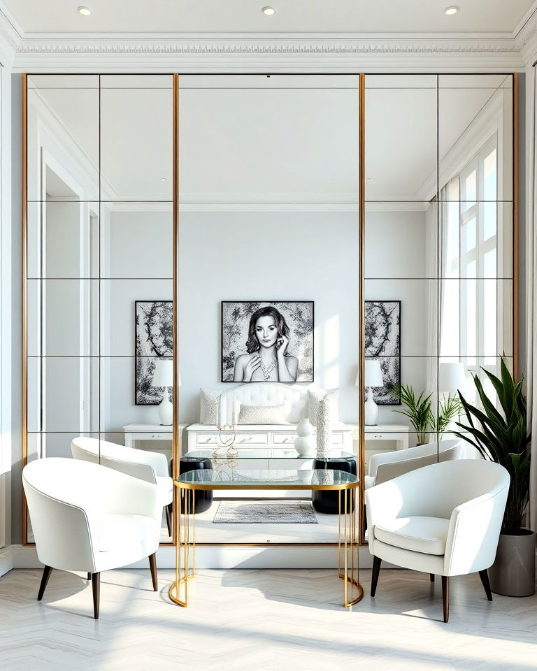 art deco inspired mirrored wall panels - 40 Wall Paneling Ideas