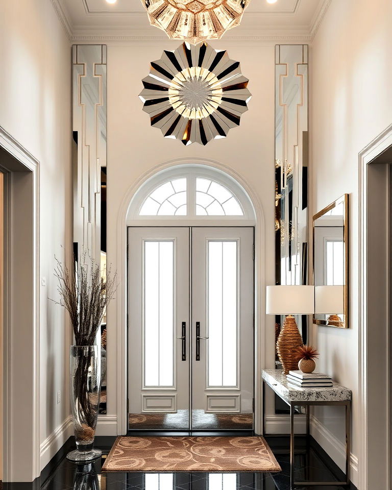 art deco interiors with glass and mirror wall art - 30 Art Deco Interior Design Ideas