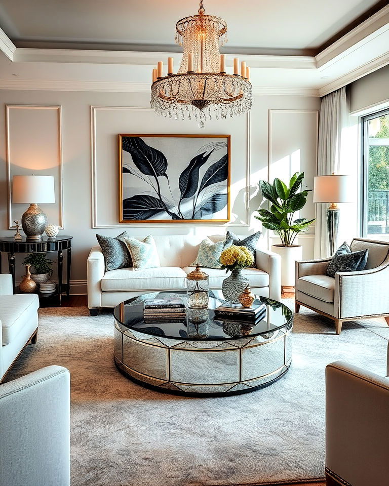 art deco interiors with sleek mirrored furniture - 30 Art Deco Interior Design Ideas