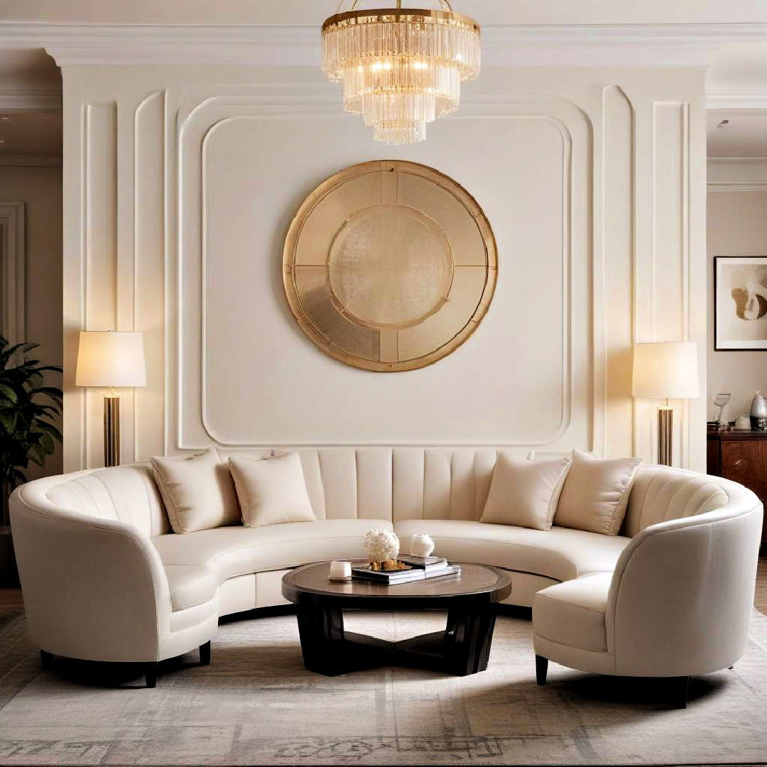 art deco living room with curved furniture - 25 Art Deco Living Room Ideas