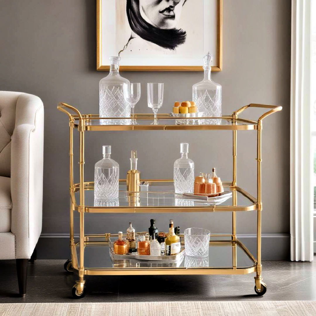 art deco living room with elegant bar cart - 25 Art Deco Living Room Ideas