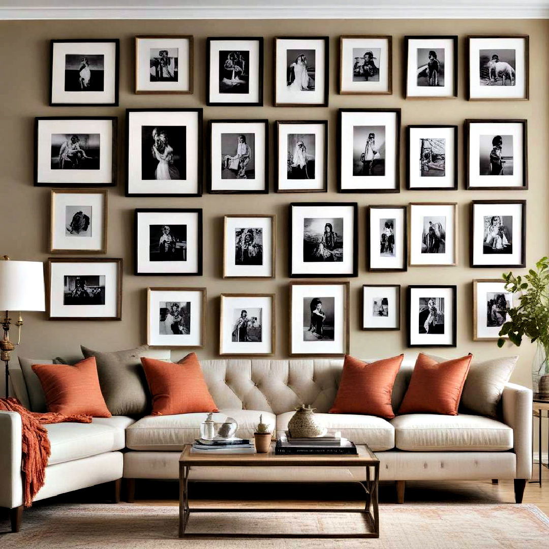 art gallery wall idea - 40 Living Room Ideas