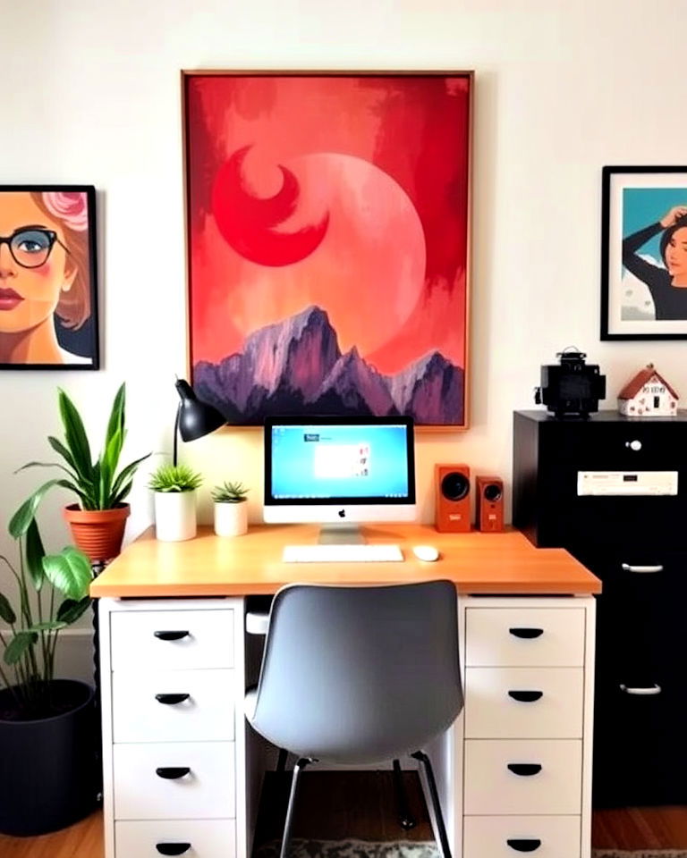 art inspired workspace for bedroom - 40 Bedroom Office Ideas
