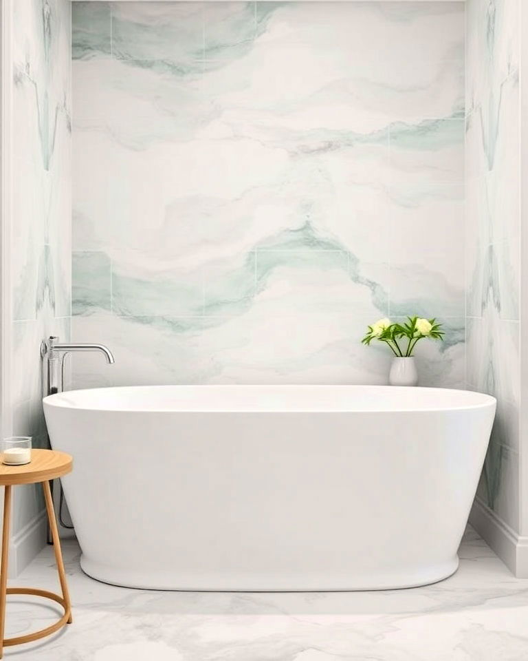 artistic abstract watercolor tiles - 40 Bathtub Tile Ideas