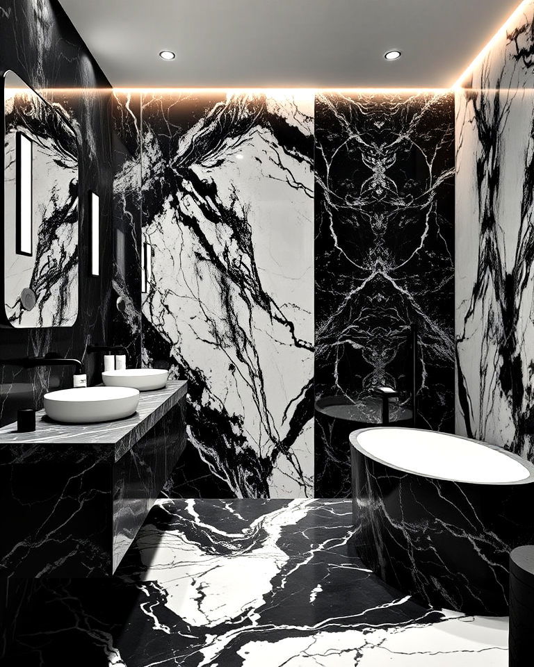 artistic black marble patterns for bathroom - 20 Black Marble Bathrooms
