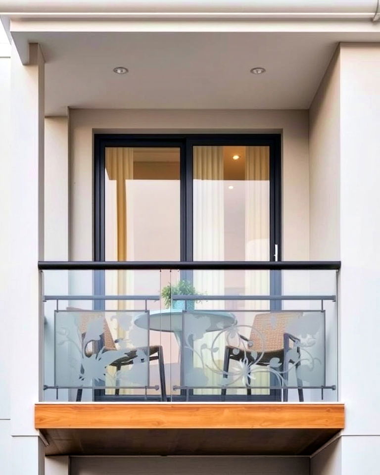 artistic etched glass design - 25 Glass Balcony Design Ideas