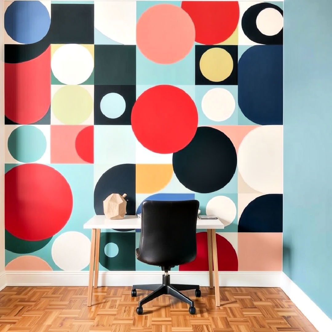 artistic geometric mural accent wall - 25 Geometric Accent Wall Ideas