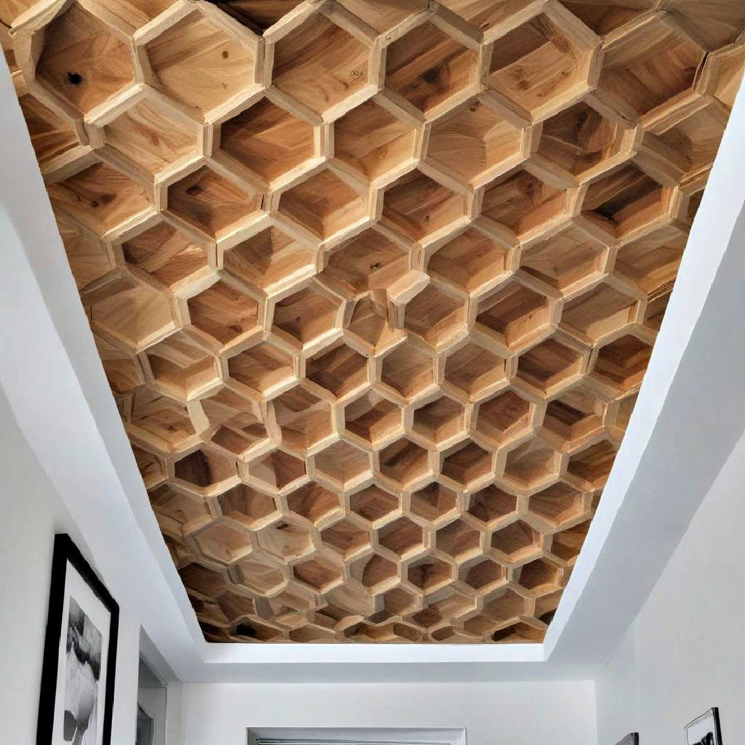 artistic geometric wood ceiling panels - 25 Wood Ceiling Ideas