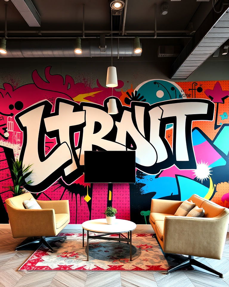 artistic graffiti mural for office wall - 25 Office Wall Murals