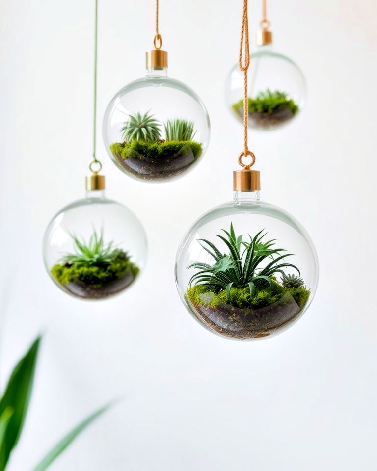artistic hanging glass globe terrariums - 40 Vertical Garden Ideas