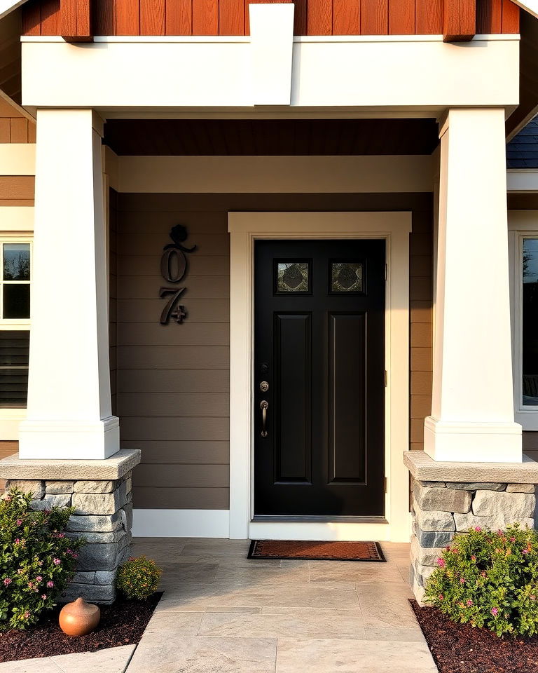 artistic house number for impactful detail - 40 Craftsman Style House Exterior Ideas