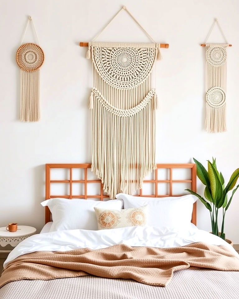 artistic macrame wall hangings - 30 Boho Decor Ideas