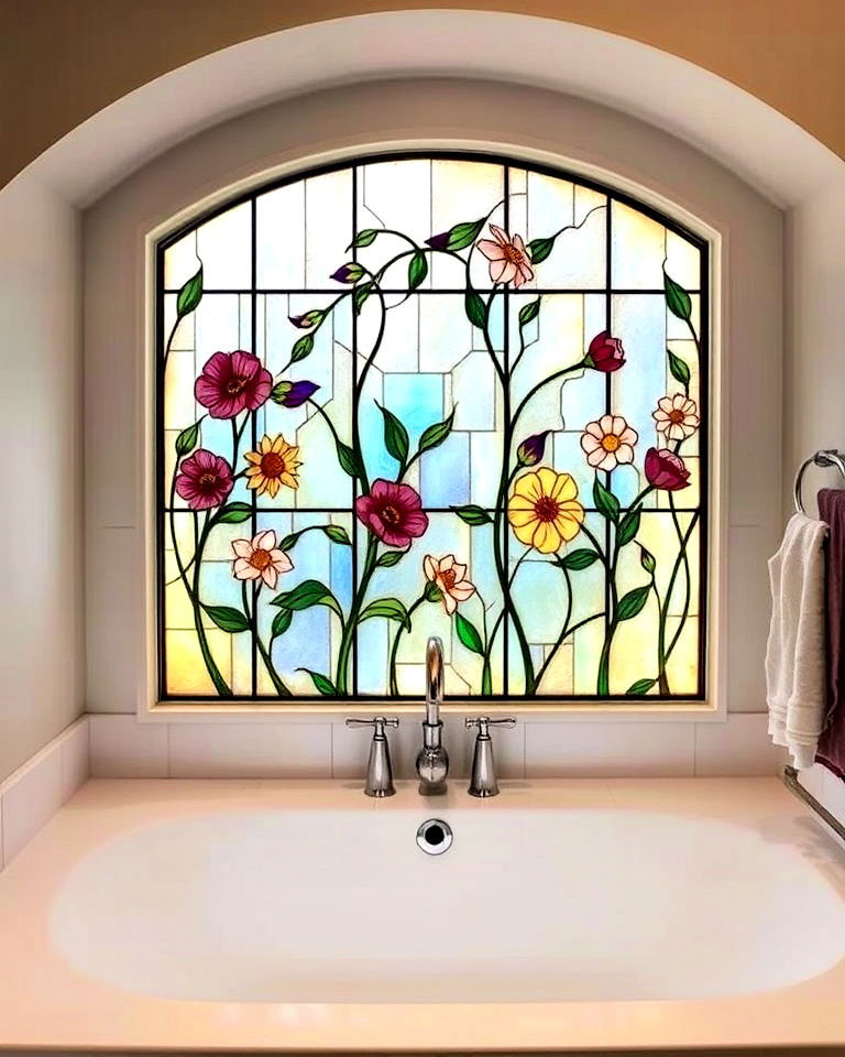 artistic stained glass bathtub niche lighting - 20 Stained Glass Bathtub Ideas