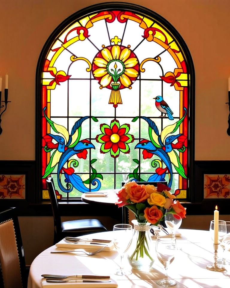 artistic stained glass windows - 25 Dining Room Window Ideas