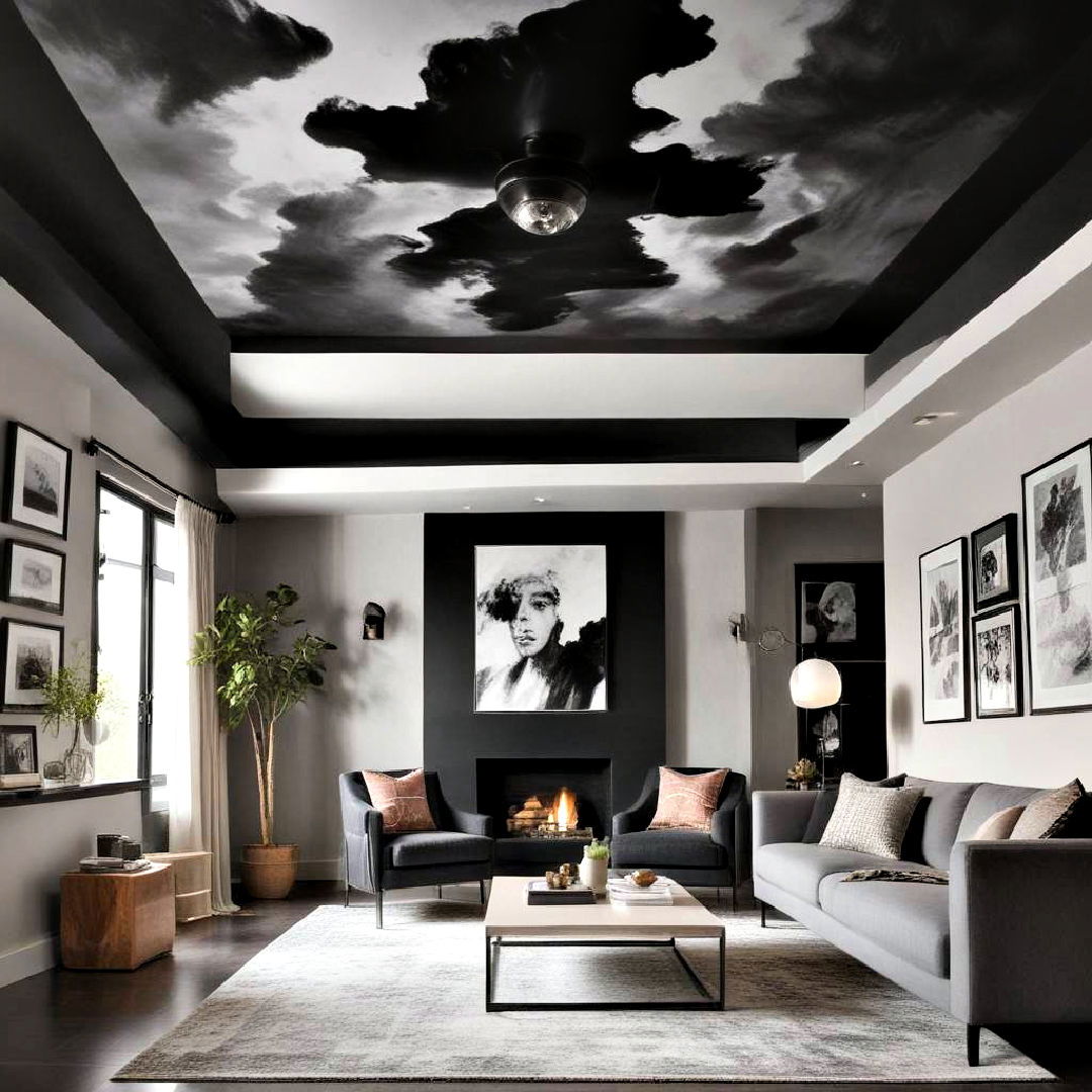 artistic statement black ceiling - 25 Black Ceiling Design Ideas