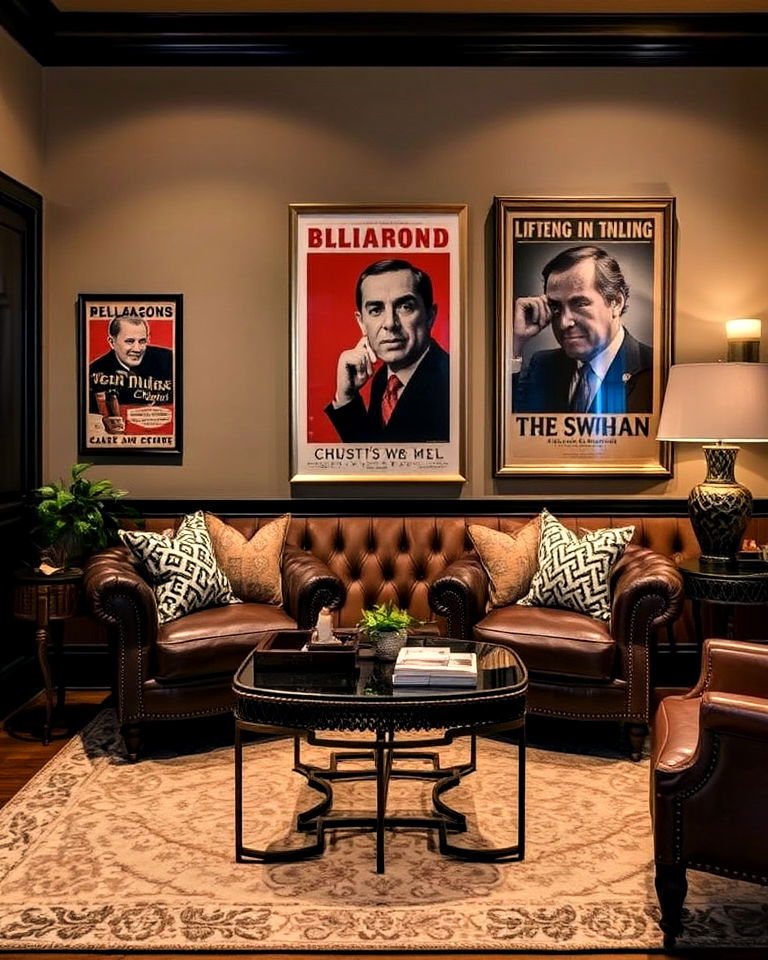 artwork and decor for sophisticated touch - 20 Cigar Room Ideas