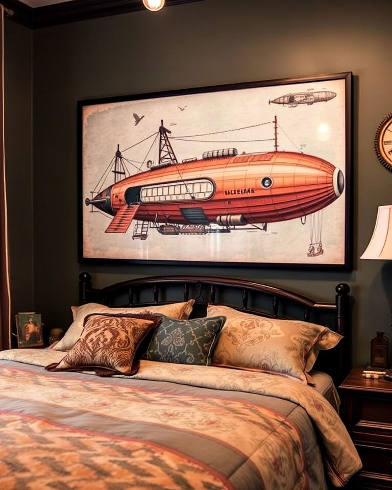 artwork for steampunk themed bedroom - 15 Steampunk Bedroom Ideas