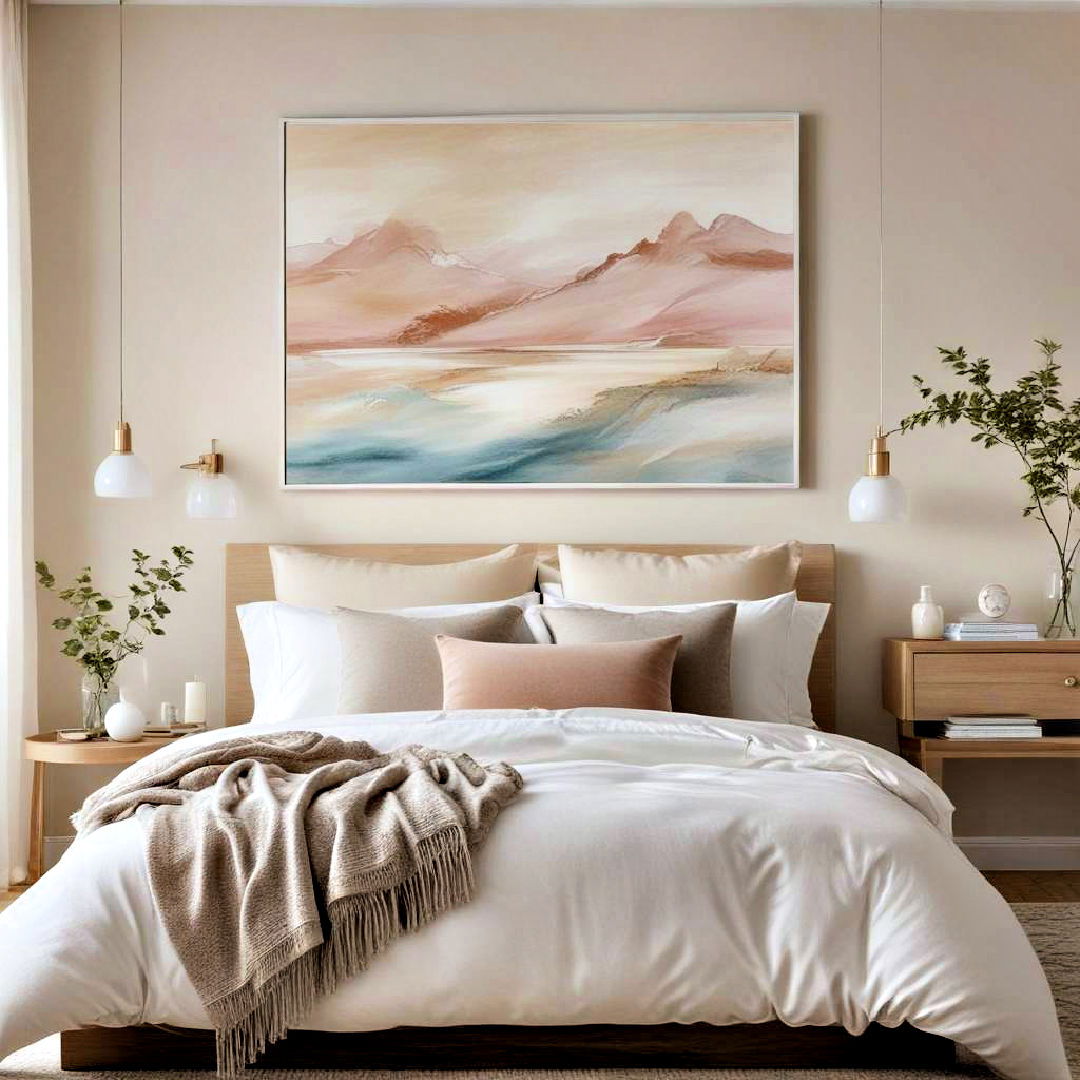 artwork with soft tones - 40 Cozy Bedroom Ideas