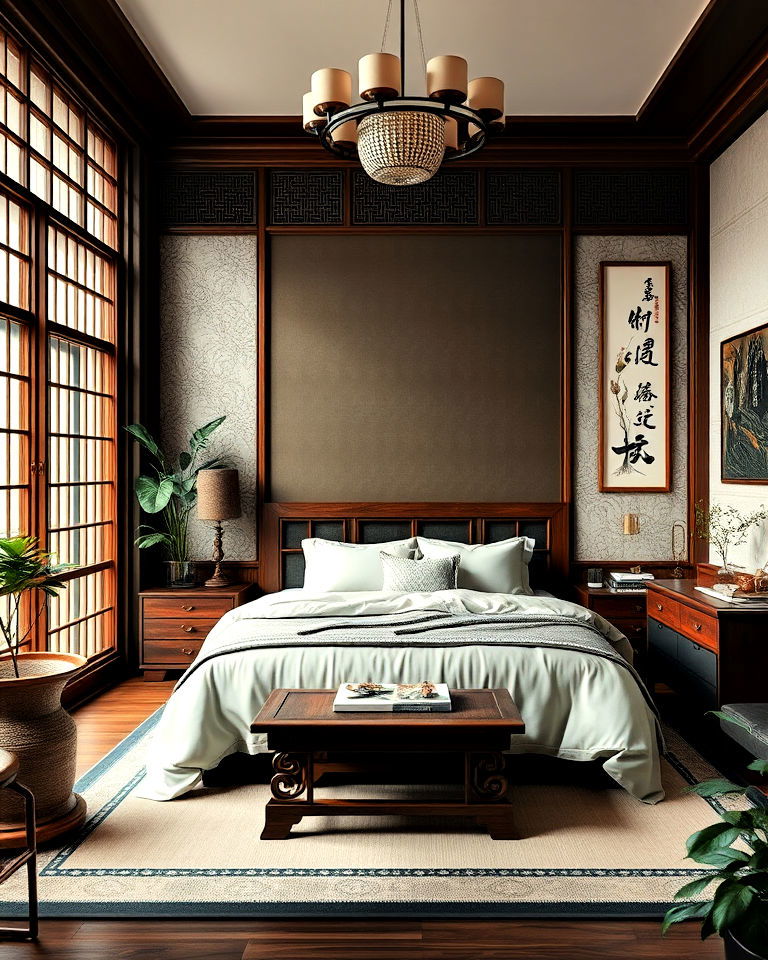 asian bedroom with chinese scholars study decor - 20 Asian Bedroom Ideas