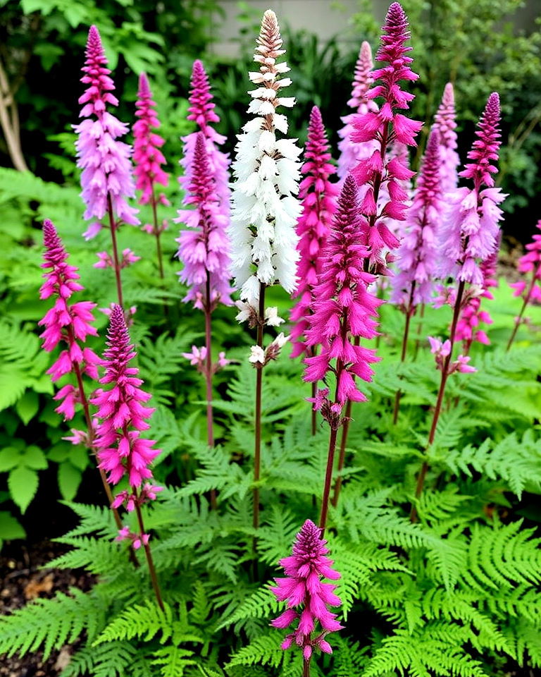 astilbes with bright blooms for shady garden - 20 Shady Garden Ideas