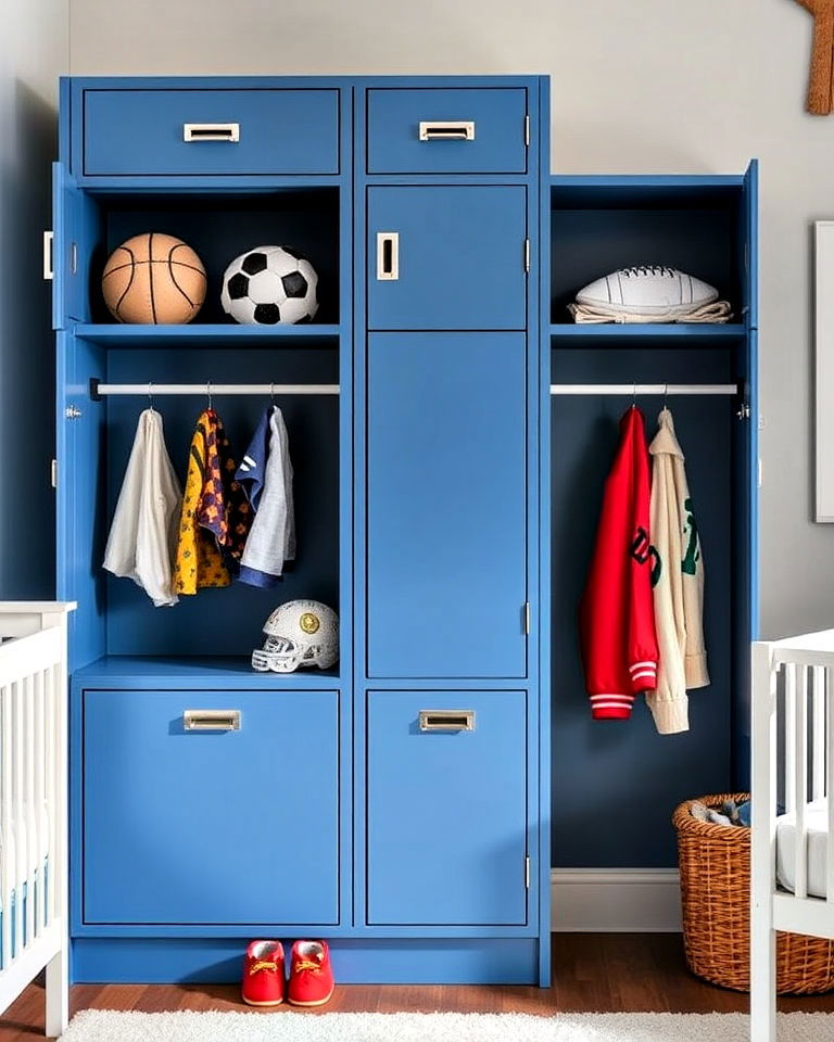 athletic locker style storage - 20 Sports Nursery Ideas