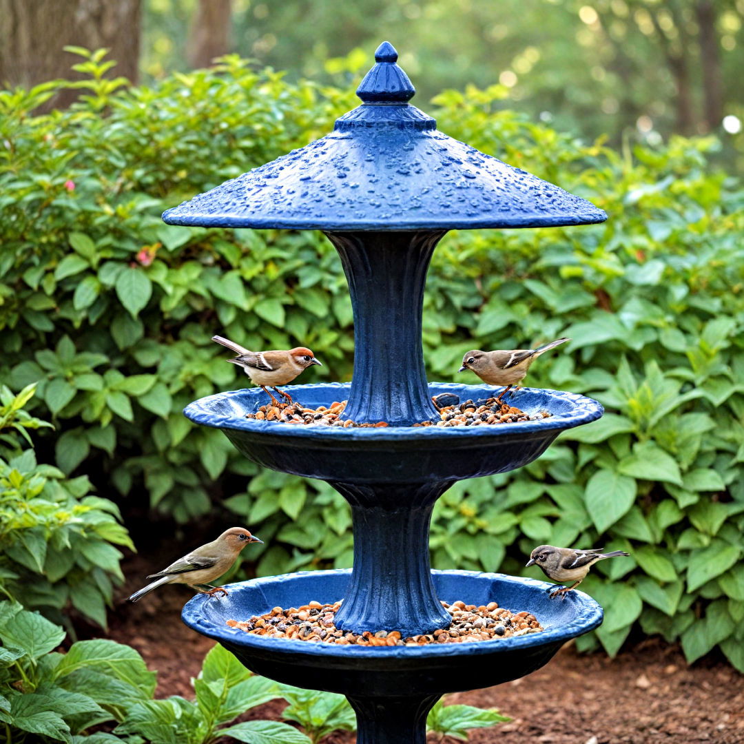 attract birds by installing bird feeder - 40 Small Backyard Ideas