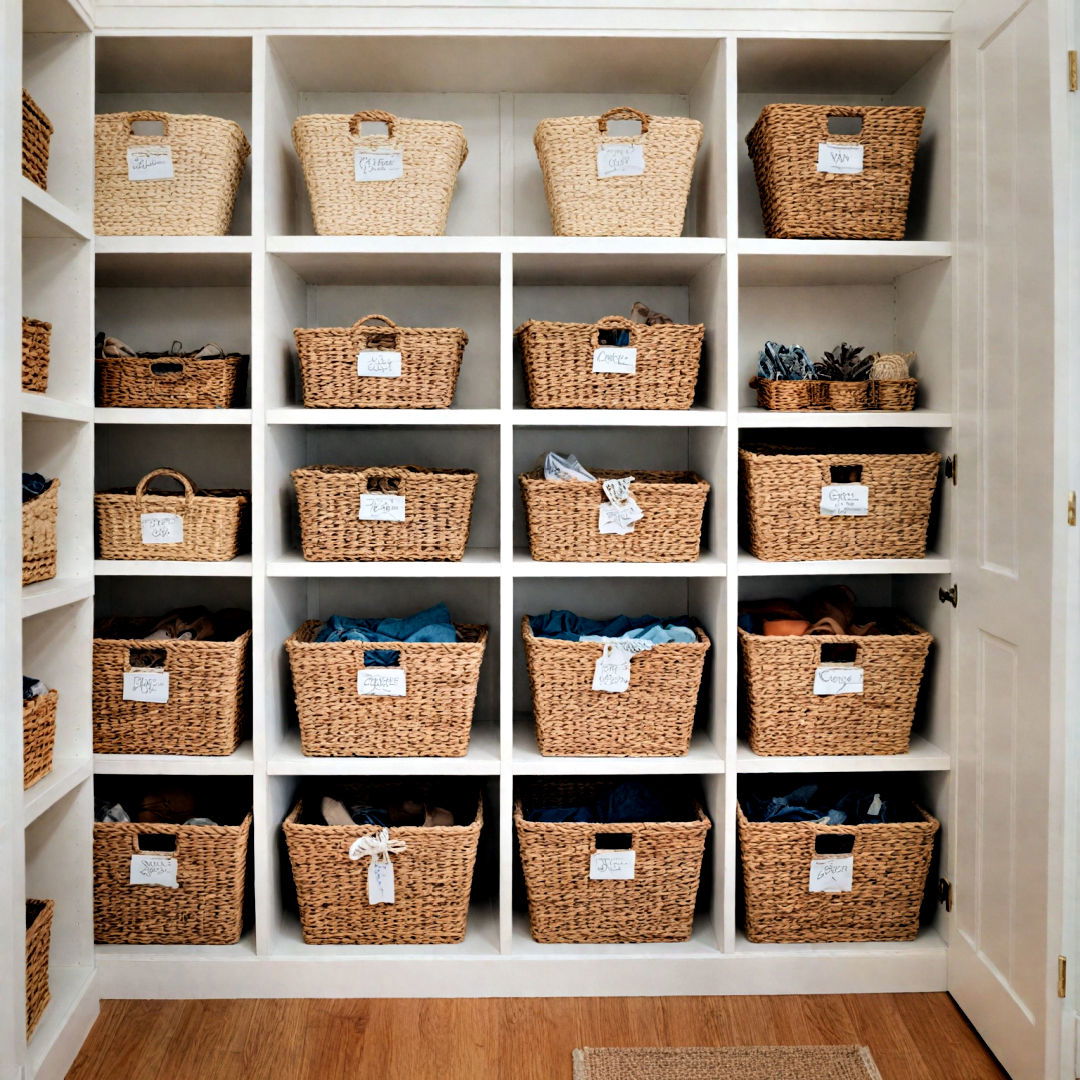 attractive baskets for storage - 40 Mudroom Ideas