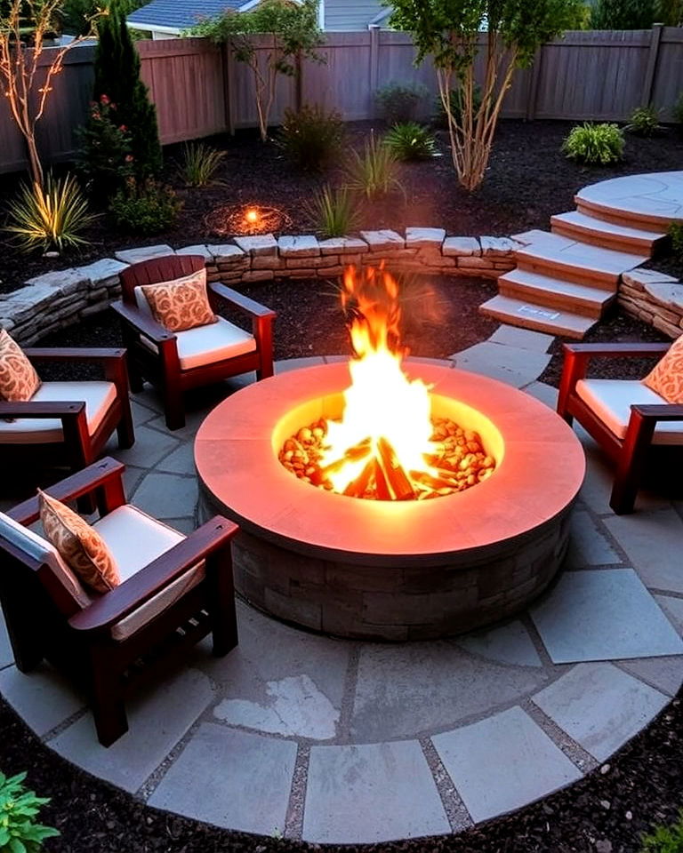 attractive concrete fire pit - 25 Concrete Landscaping Ideas