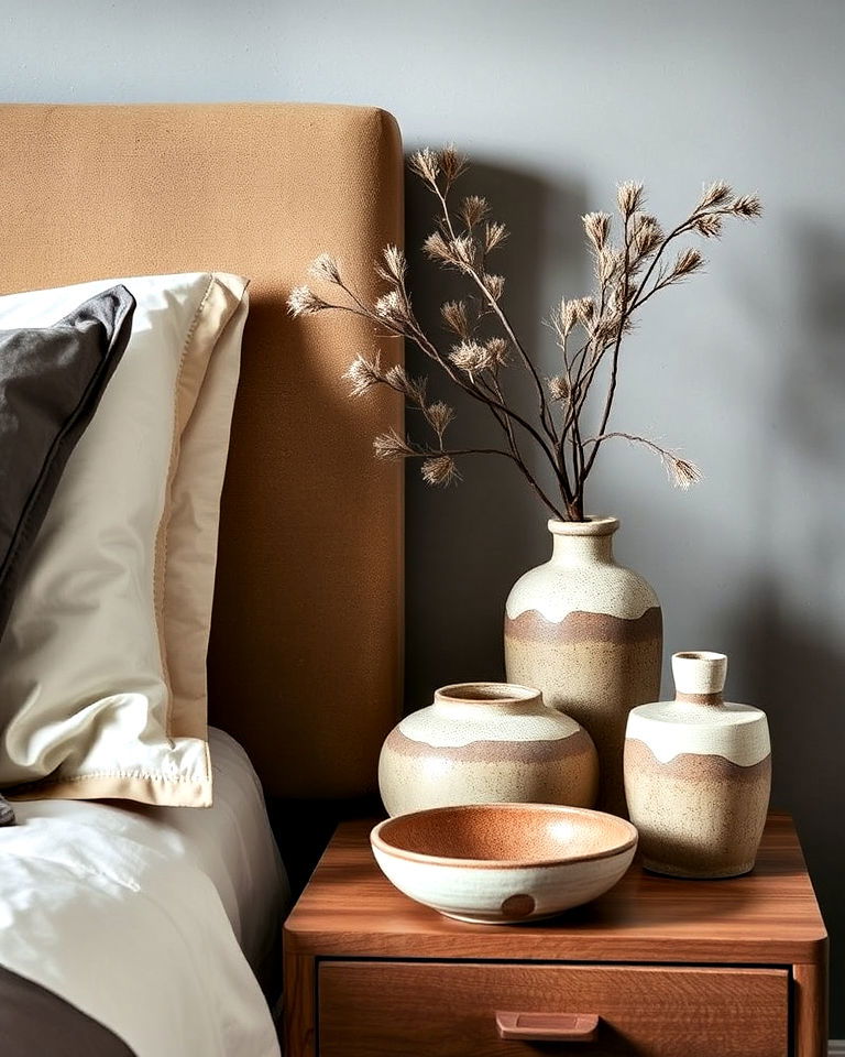 authentic handmade ceramic decor - 20 Wabi Sabi Bedroom Ideas