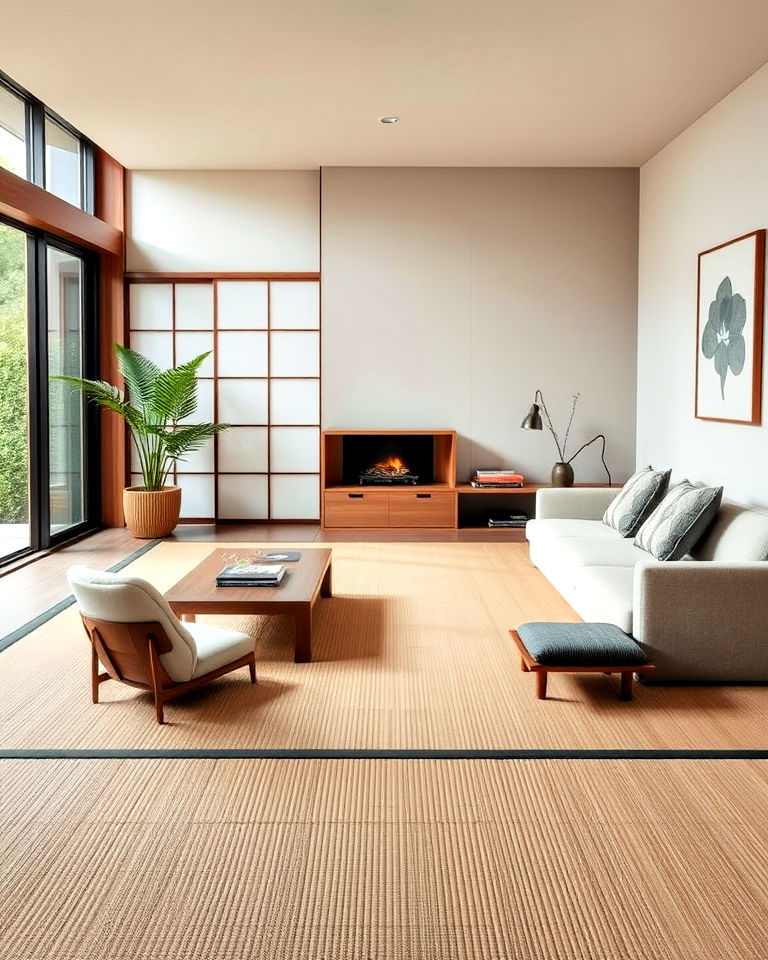 authentic minimalist tatami flooring - 25 Japanese Style Living Room Ideas