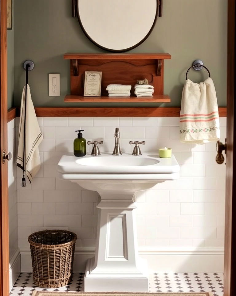 authentic pedestal sink design - 30 Craftsman Bathroom Ideas