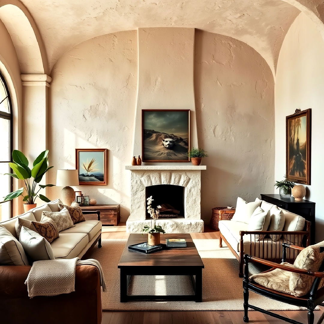 authentic textured plaster walls - 25 Spanish Style Living Room Ideas
