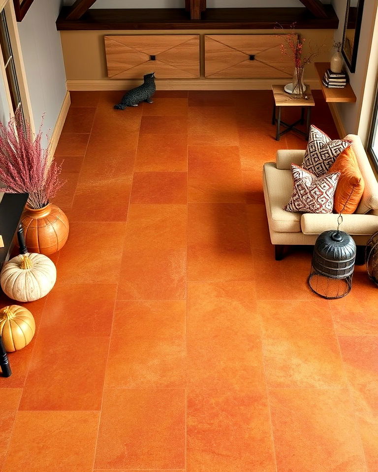 autumn amber stained concrete floor design - 25 Stained Concrete Floors