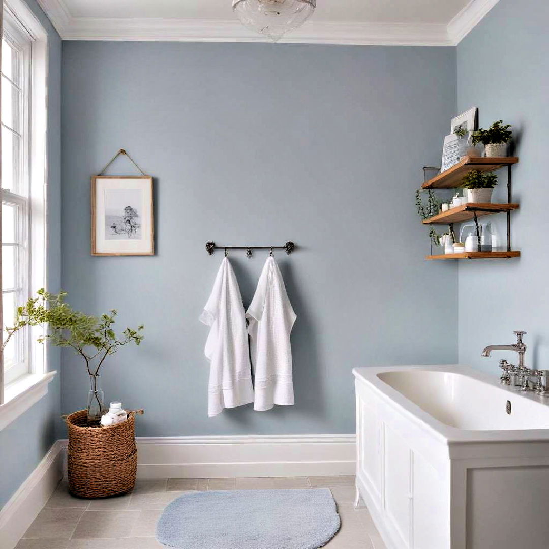 baby blue paint pairs with white elements - 40 Bathroom Paint Ideas