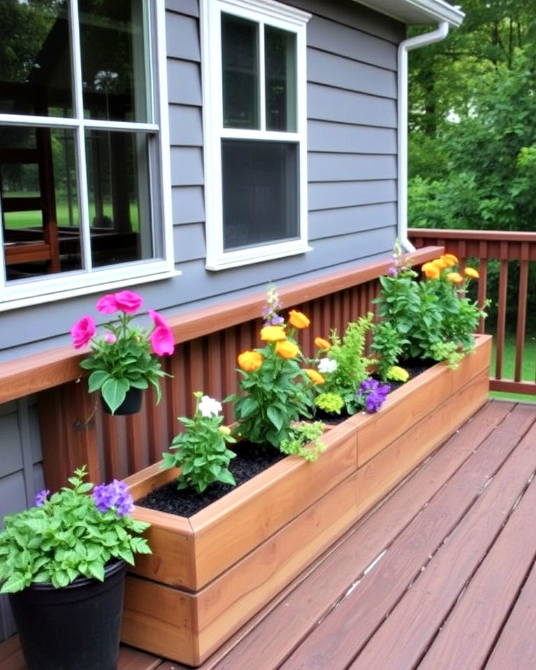 backyard deck with built in planters - 30 Backyard Deck Ideas on a Budget