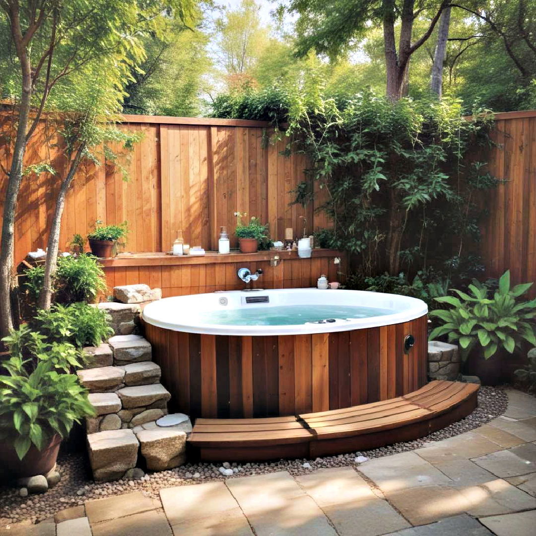 backyard oasis with hot tub - 25 Backyard Oasis Ideas