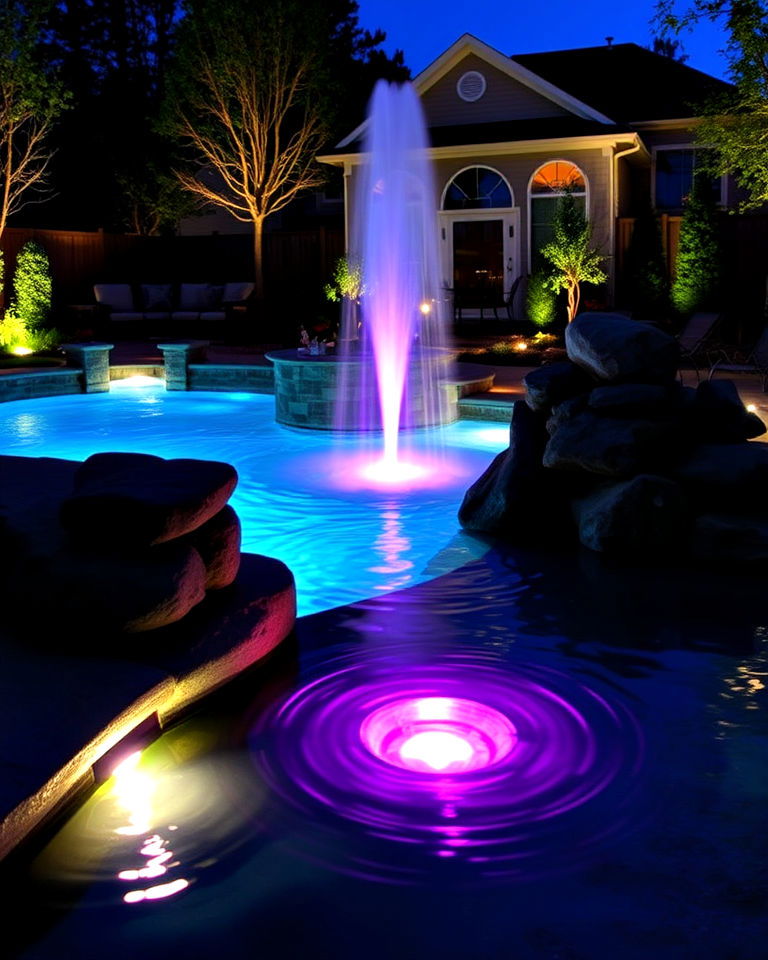 backyard pool with underwater lights - 40 Backyard Lighting Ideas