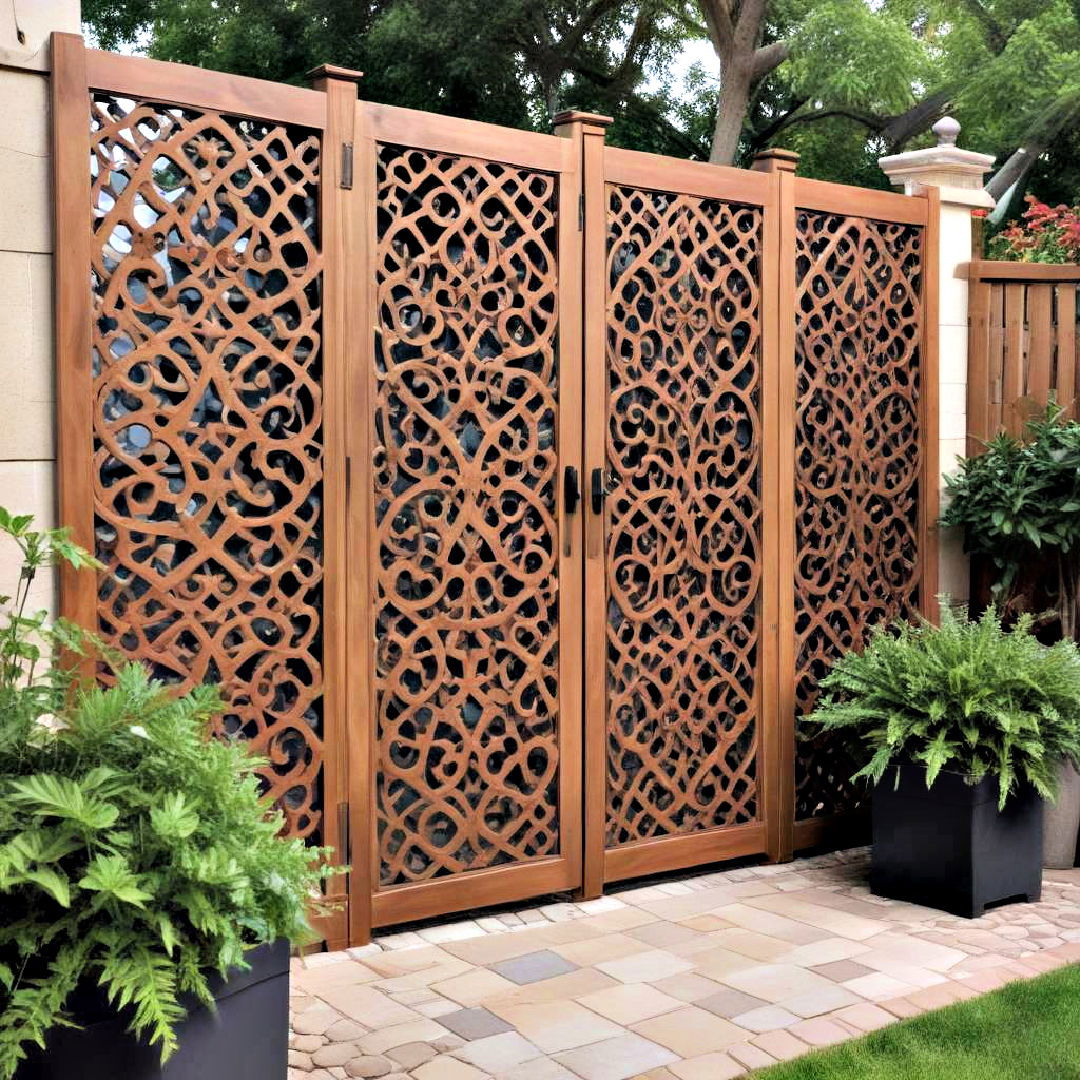 backyard privacy with decorative panels - 30 Backyard Privacy Ideas