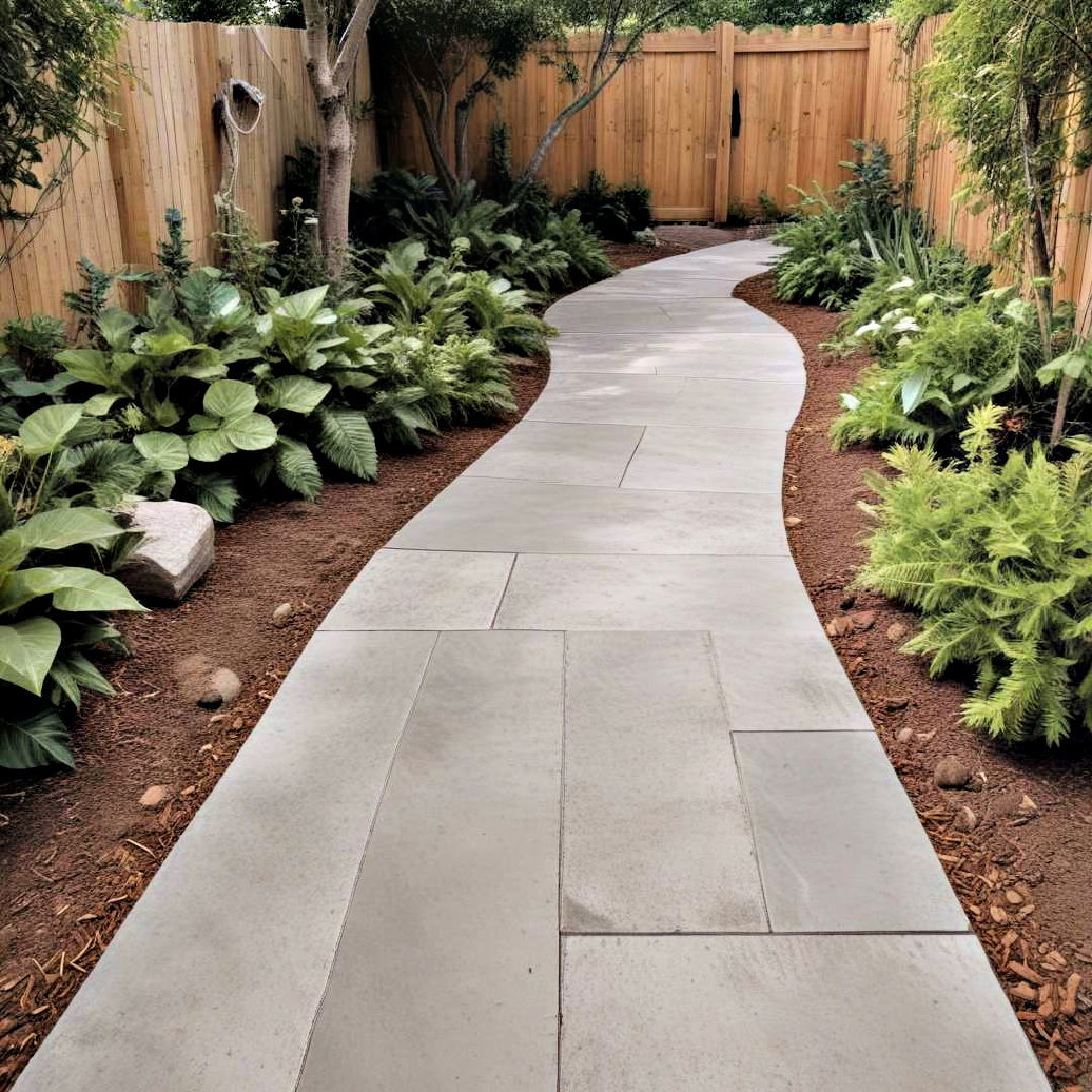 backyard with concrete pathway - 40 Backyard Walkway Ideas
