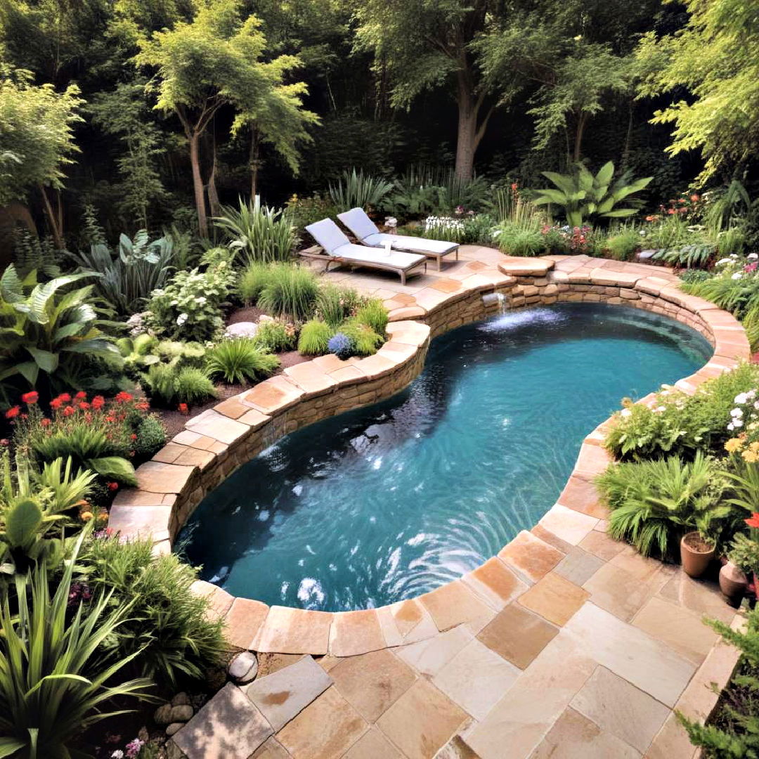 backyard with garden pool - 40 Backyard Pool Ideas